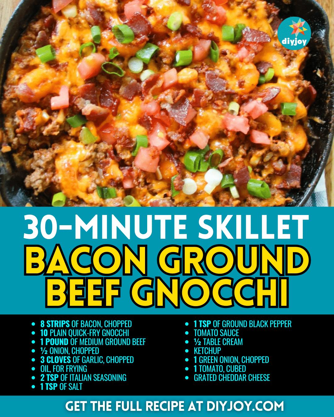 30-Minute Skillet Bacon Ground Beef Gnocchi Recipe