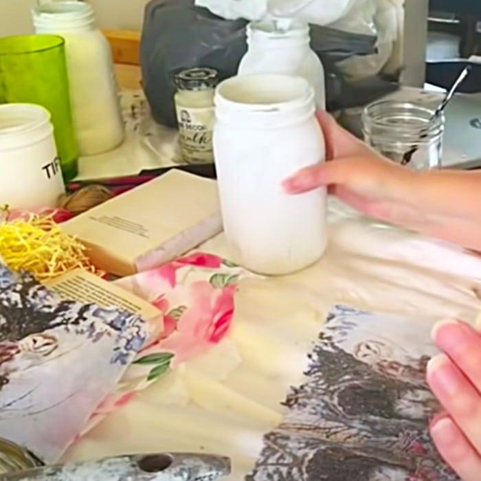 How To Makena Decoupage Jar - Mason Jar Ideas - Decoupage Mason Jars