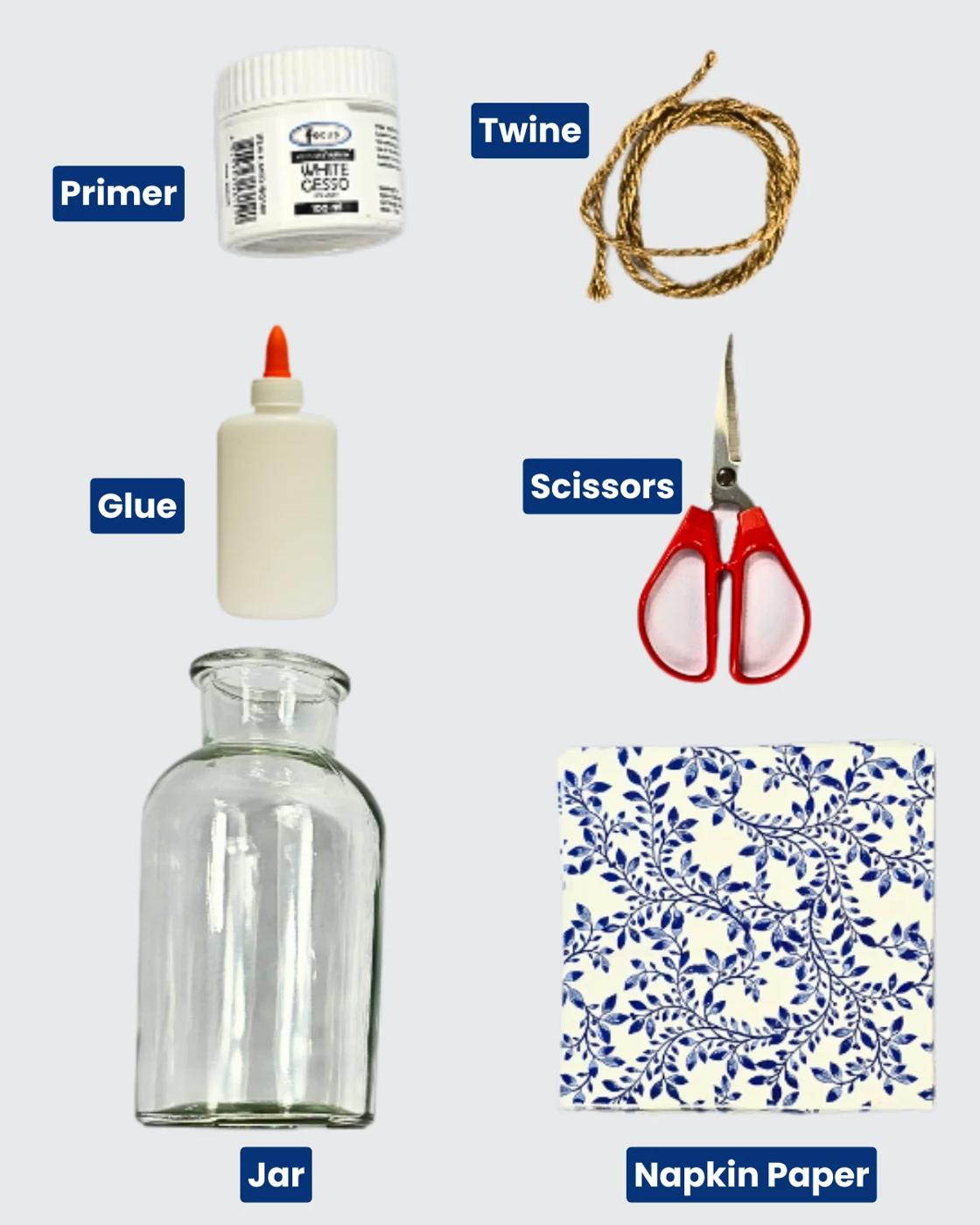 Homemade Decoupage Vase — materials for decoupage vase