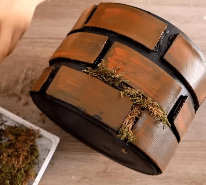 Mushroom Brick Planter Made From Foam Plates DIY