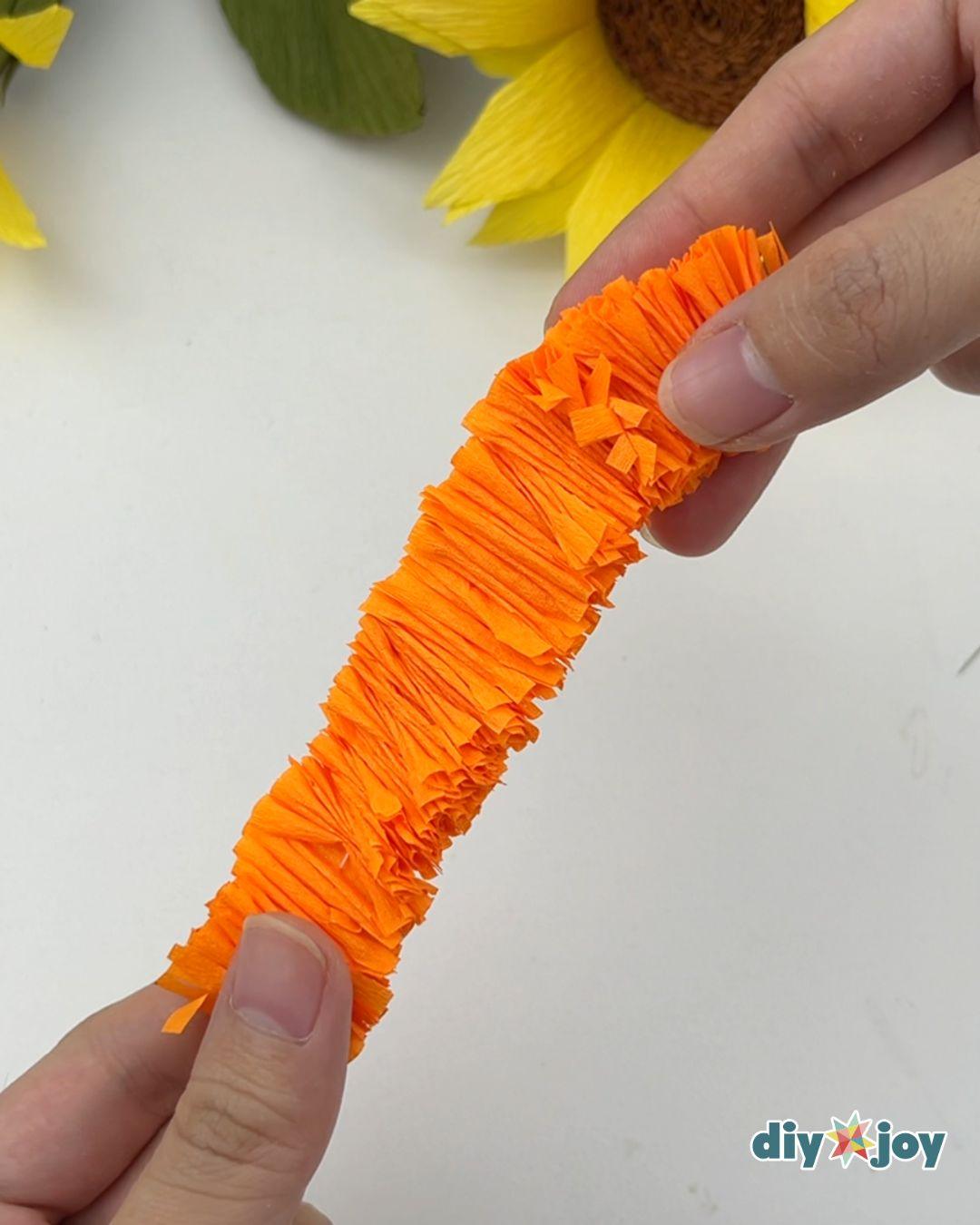 Homemade Marigold Garland Using Crepe Paper Streamers - crepe paper ideas