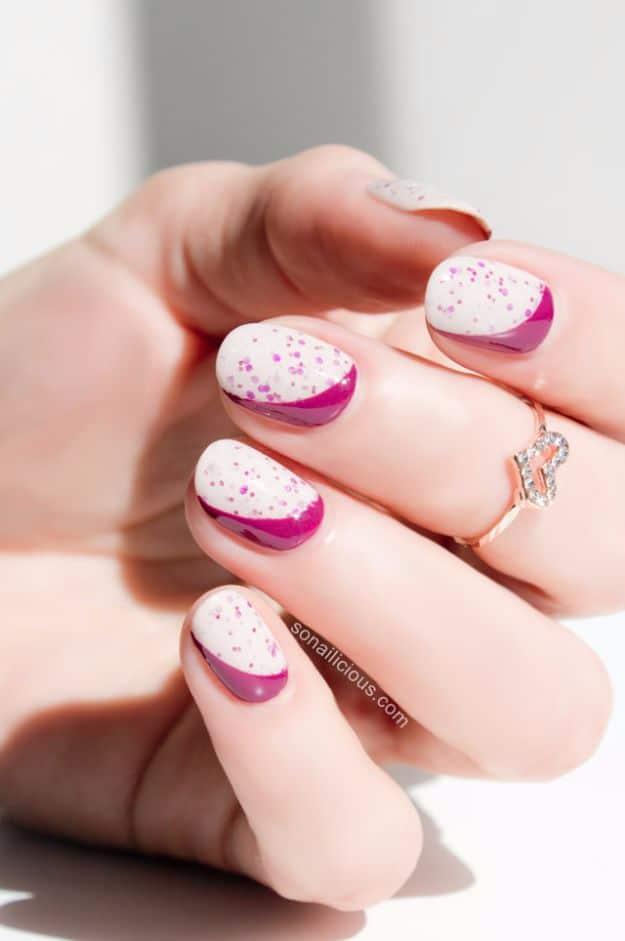 Sideways Ruffian Nails, a fun nail painting idea to try at home and a creative way to make plain nails pop