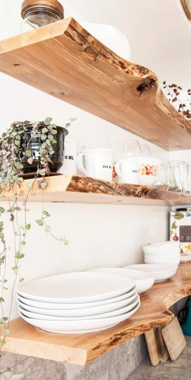 Floating Shelves, no special skills needed to pull this together and an accent that makes the whole room feel finished