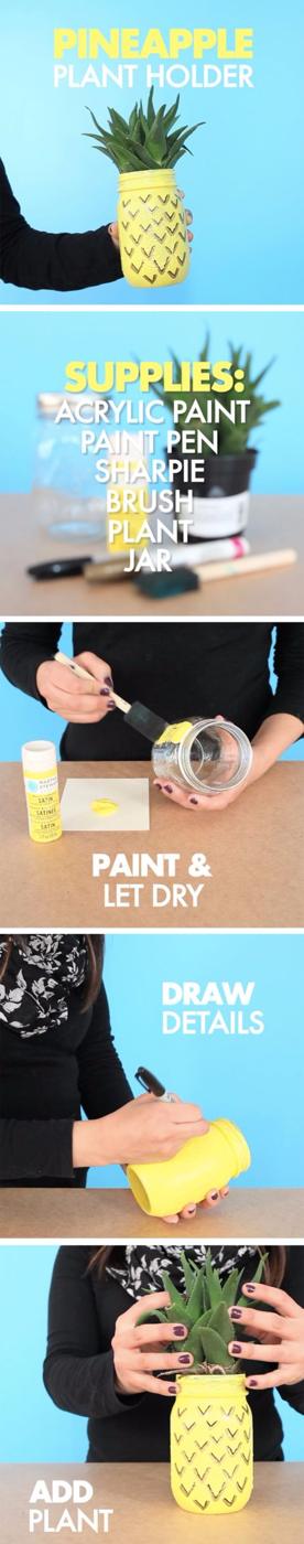 DIY Pineapple Mason Jar Planter, a quick mason jar craft anyone can make and an easy project ready in under an hour