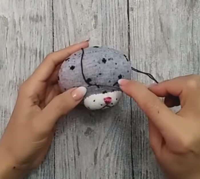 DIY Cute Sleeping Kitten Made From Socks Project