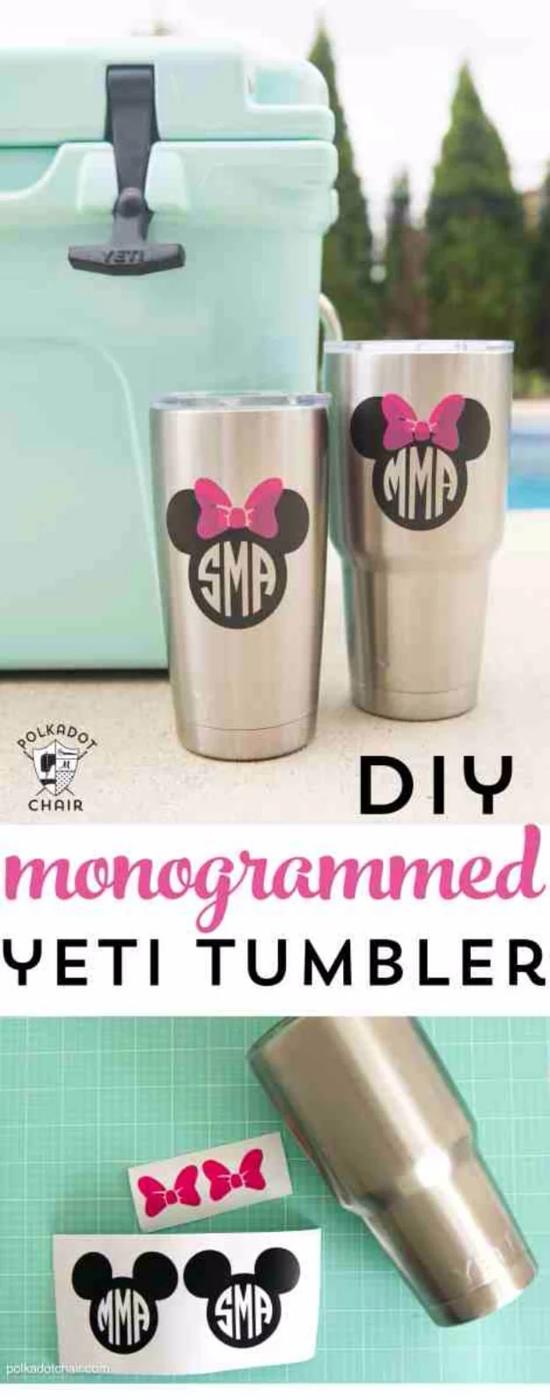DIY Disney Monogrammed Yeti Tumbler, great for a first time gift maker to attempt and easy to make your own
