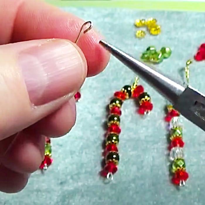 Homemade Ornament Ideas - DIY Jewel Candy Cane Ornament Project - Old Jewelry Christmas Ornament