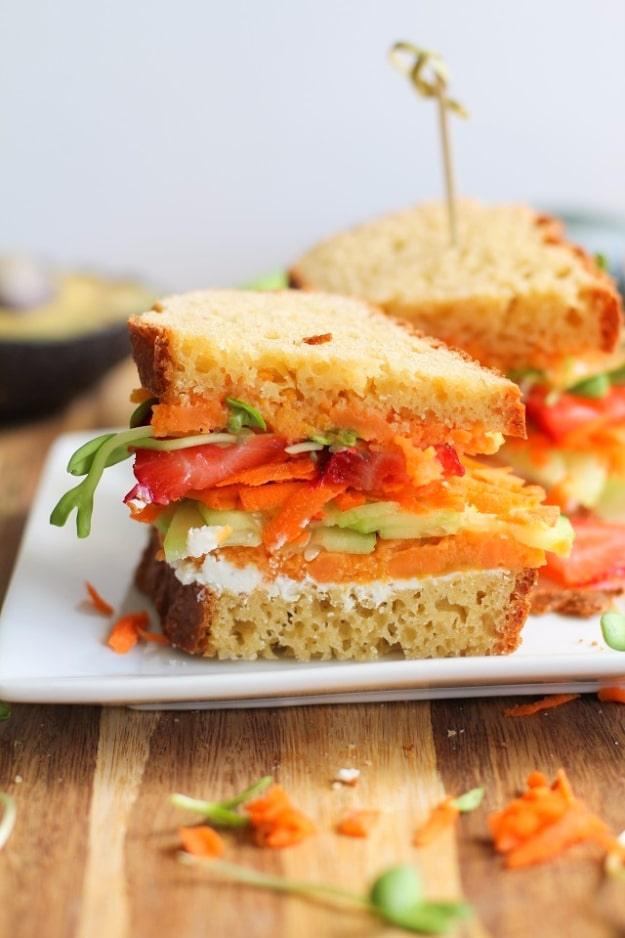Healthy Lunch Ideas for Work - The Ultimate Garden Vegetable Sandwich With Herbed Goat Cheese - Quick and Easy Recipes You Can Pack for Lunches at the Office - Lowfat and Simple Id