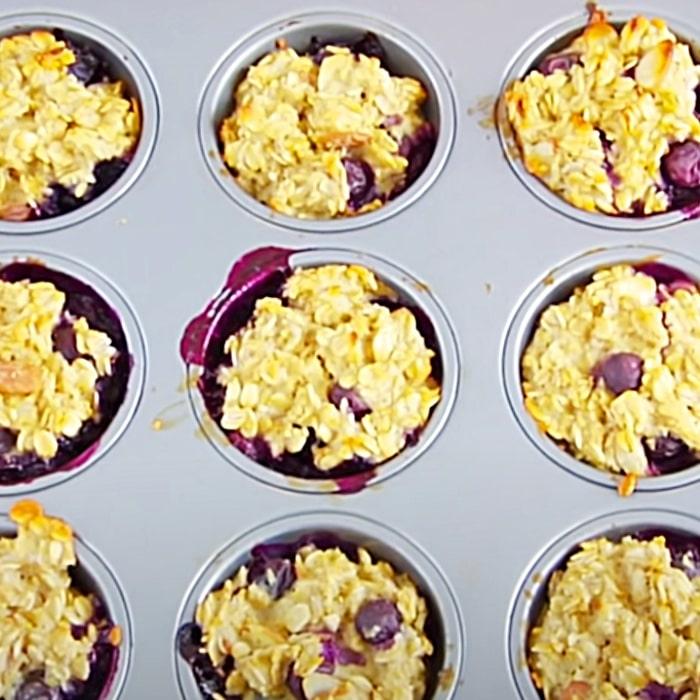 Baked Oatmeal And Blueberry Muffins - Easy Breakfast Bars - Meal Prep Ideas