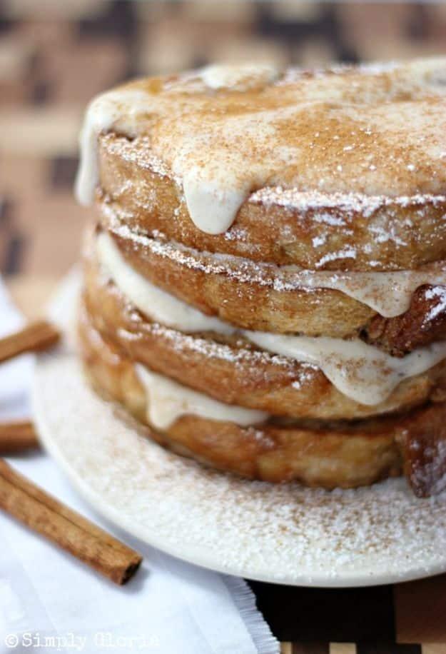 French Toast Recipes - Cinnamon French Toast with Cream Cheese Glaze - Best Brunch Bites and Breakfast Ideas for French Toast - Stuffed, Baked and Creme Brulee Toasts With Fruit -