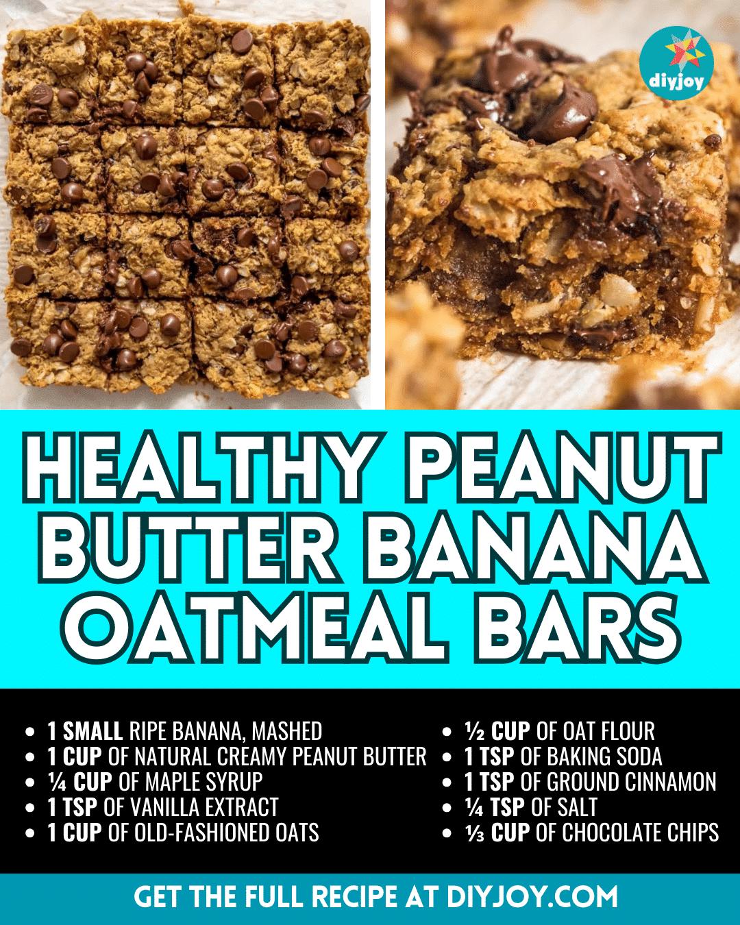 Healthy Peanut Butter Banana Oatmeal Bars Recipe