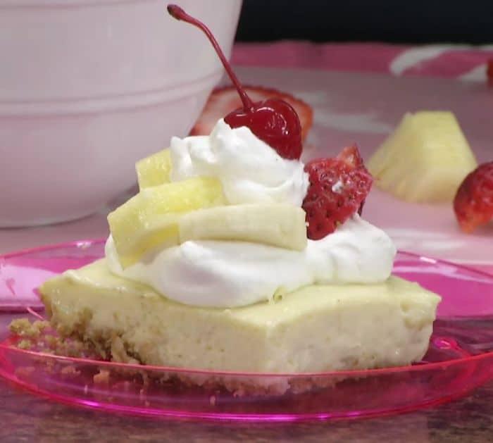 Easy To Make Banana Split Cheesecake Squares