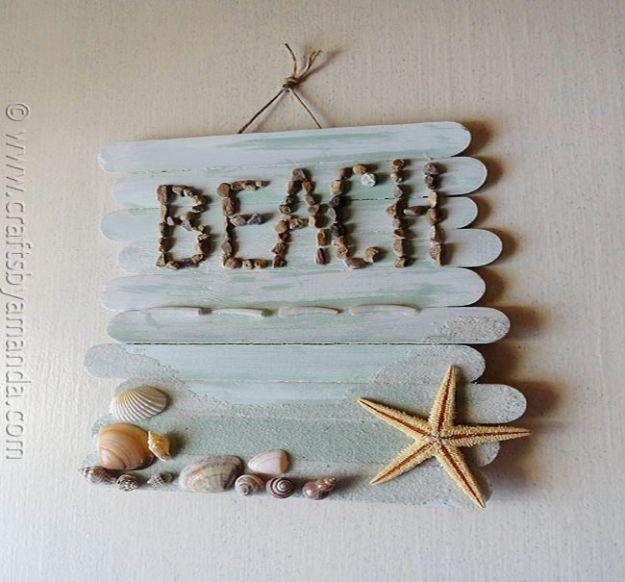 Craft Stick Beach Plaque, a seaside home accent, easy to scale up for a whole batch and a keepsake worth handing down