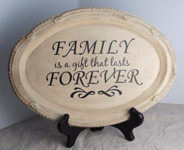 Dollar Store Antiqued Plaque, compact enough to knock out at the kitchen table and a showpiece guests linger over