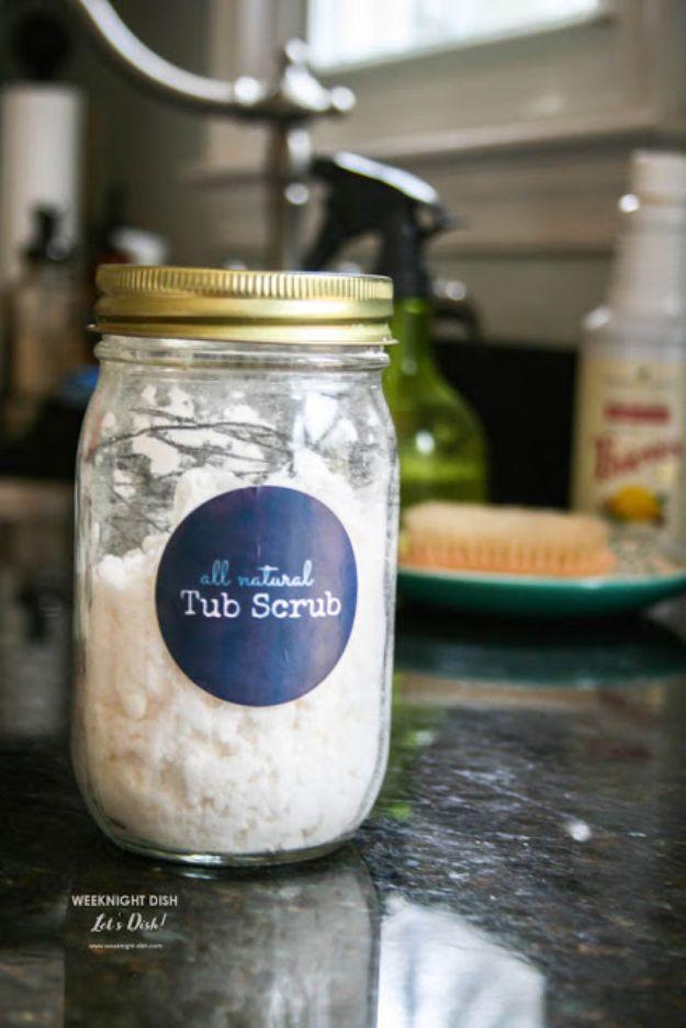 DIY Tub Scrub, a thrifty household staple, flexible enough to adjust based on whatever oil is on hand