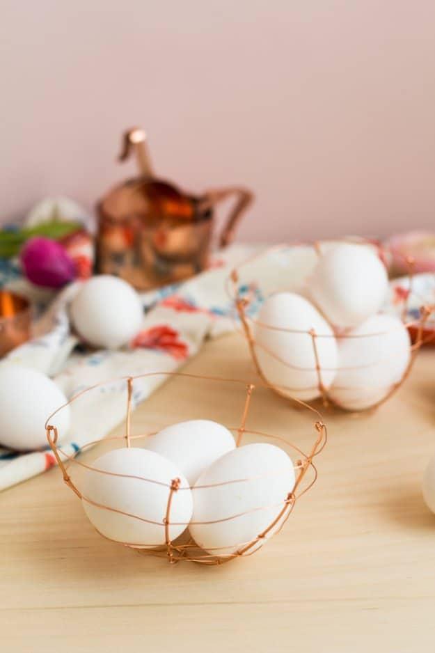 DIY Copper Wire Egg Baskets, a popular choice on this list and a simple DIY that brightens up a plain kitchen