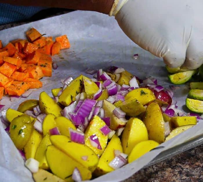 Easy To Make Honey-Mustard Chicken with Roasted Vegetables