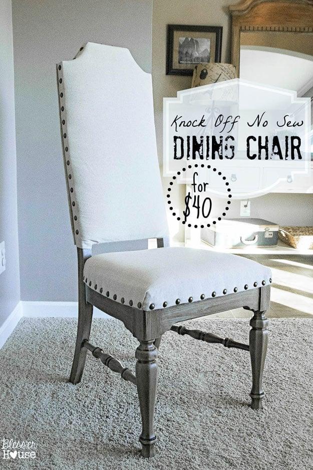 Knock Off No Sew Dining Chairs, one of the best picks on this list and an idea worth saving for later