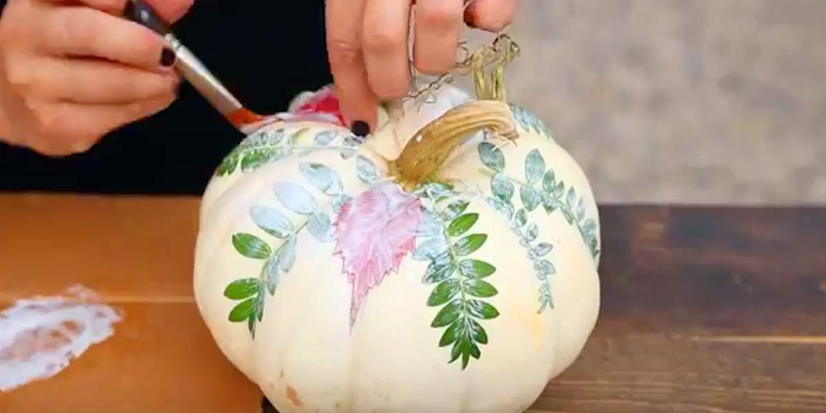 Learn How to Paint A Pumpkin With Fall Foliage