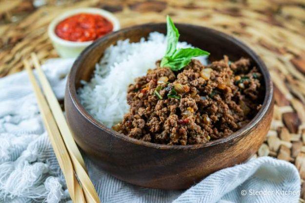 Ground Turkey Recipes - Spicy Thai Basil Ground Turkey - Healthy and Easy Turkey Recipe Ideas for Dinner, Lunch, Snack - Quick Crockpot and Instant Pot, Casserole, Meatballs, Pasta