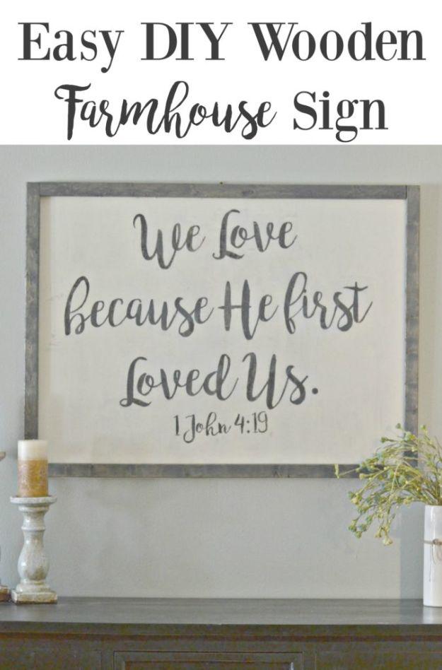 DIY Vintage Signs - Wooden Farmhouse Sign - Rustic, Vintage Sign Projects to Make At Home - Creative Home Decor on a Budget and Cheap Crafts for Living Room, Bedroom and Kitchen - 