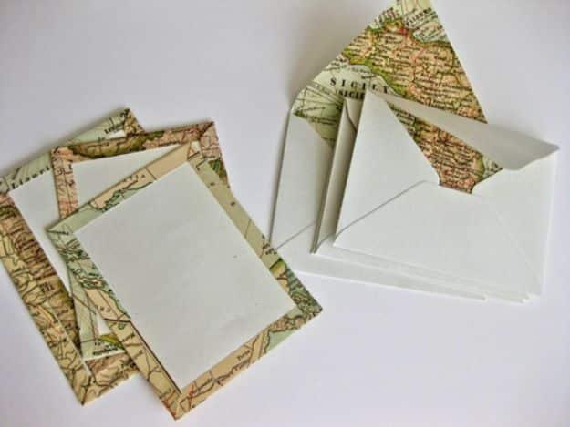DIY Travel Map Correspondence Set, doable in a single sitting with basic tools and a keepsake worth handing down