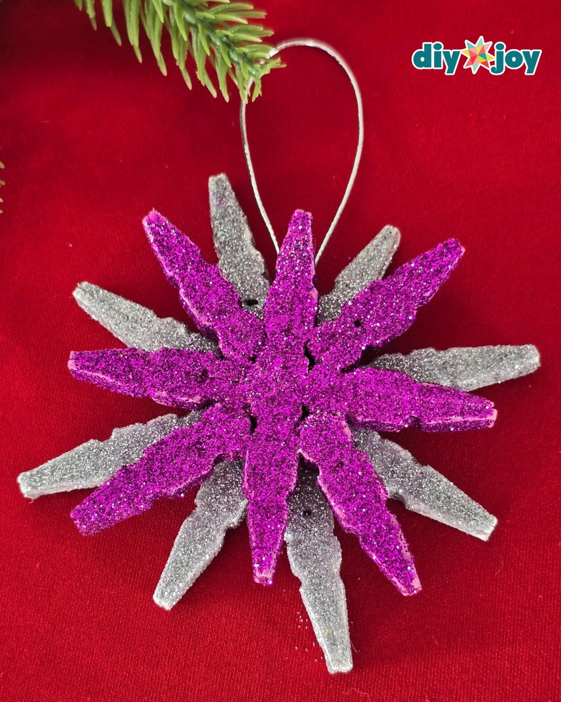 Homemade Christmas Ornaments Clothespin Snowflake