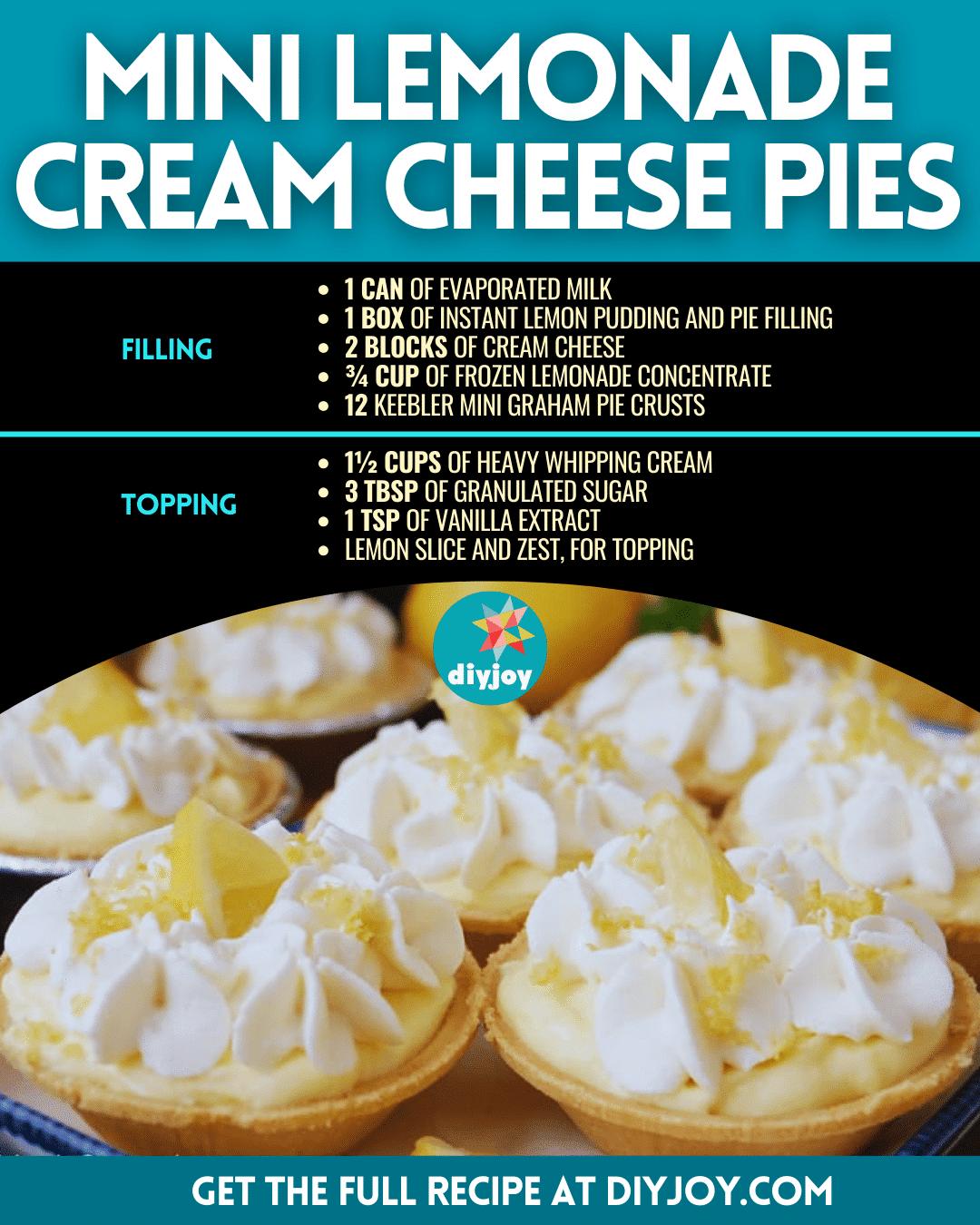 Easy Mini Lemonade Cream Cheese Pies