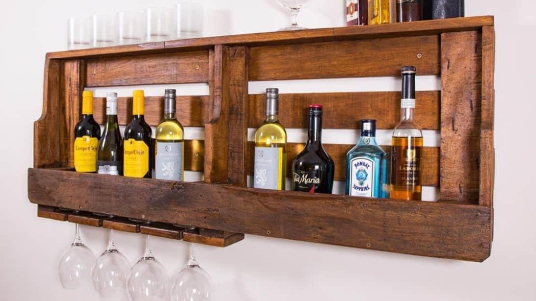 DIY Pallet Wine Rack With a Glass Holder