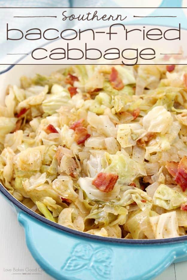 Best Country Cooking Recipes - Southern Bacon-Fried Cabbage - Easy Recipes for Country Food Like Chicken Fried Steak, Fried Green Tomatoes, Southern Gravy, Breads and Biscuits, Cas