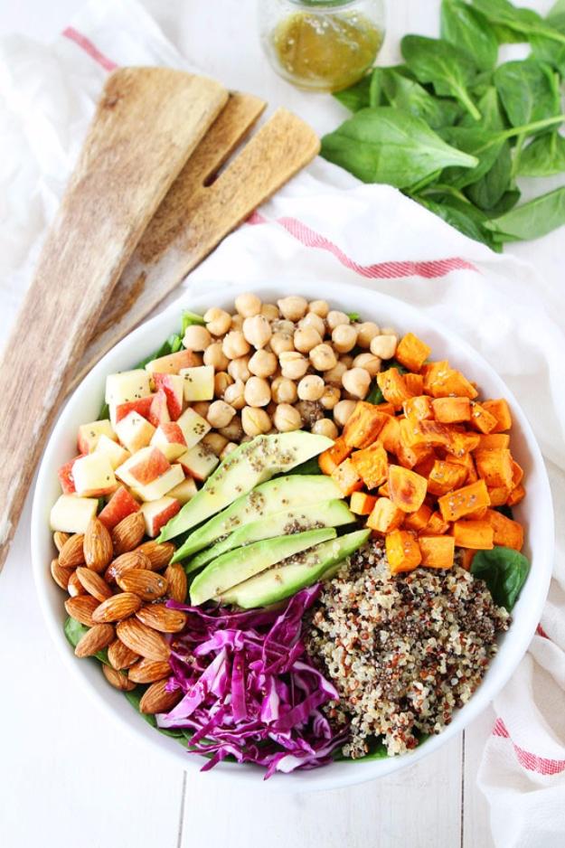 Healthy Lunch Ideas for Work - Power Salad with Lemon Chia Seed Dressing - Quick and Easy Recipes You Can Pack for Lunches at the Office - Lowfat and Simple Ideas for Eating on the
