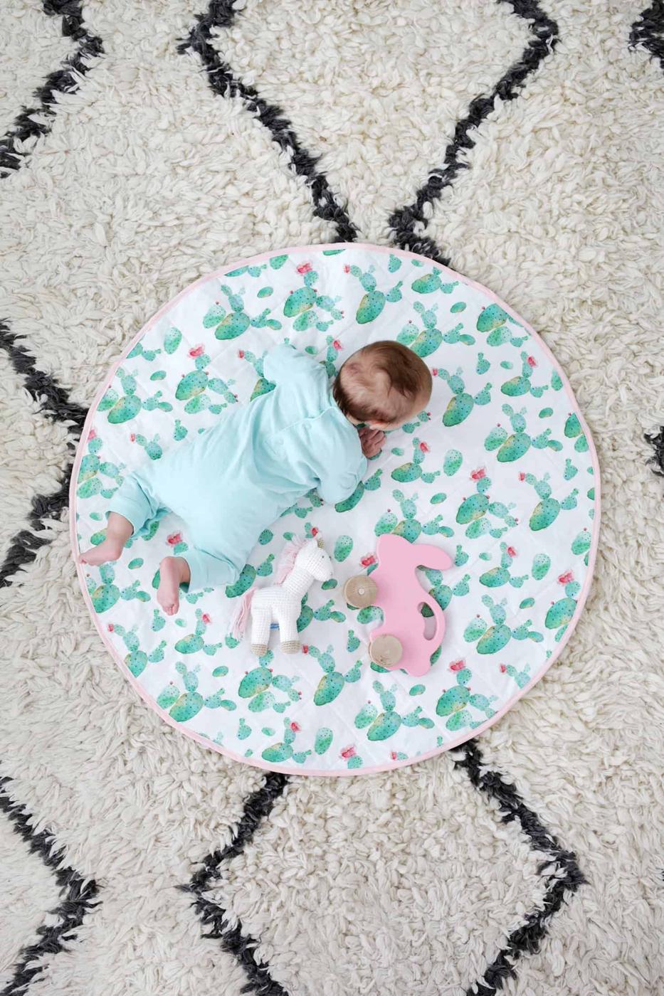 Round Quilted Play Mat, gentle on the wallet and the schedule and a nice way to make a plain corner feel finished