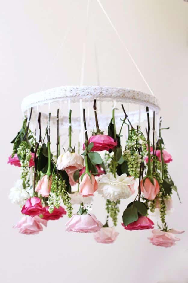Hot Glue Flower Chandelier, simple enough for a first attempt at the idea and style that outlasts the trend it started with