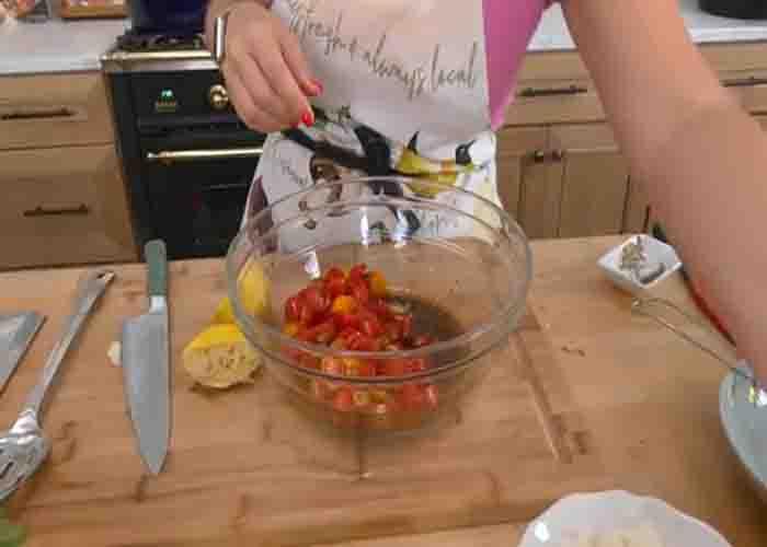 Making the caprese pasta salad dressing
