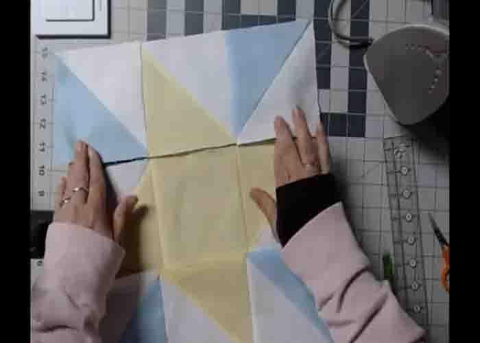 Assembling the eccentric star quilt block