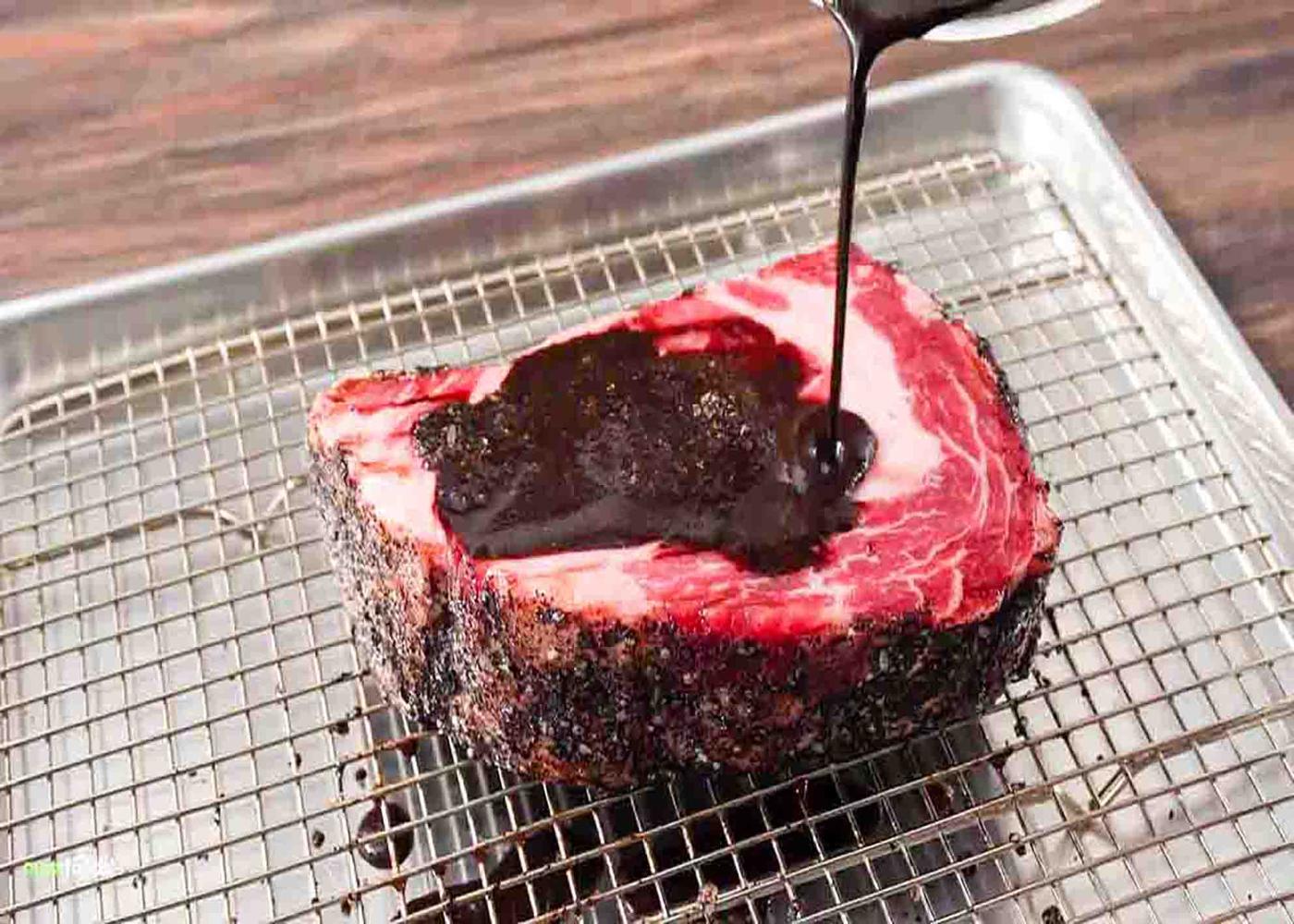 Dry-aged steaks in coffee for 24 hours
