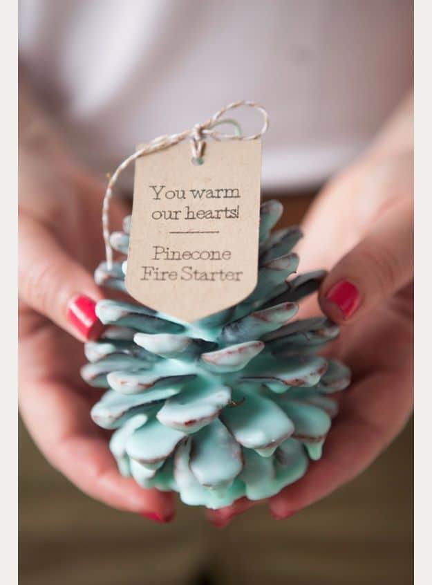 DIY Pine Cone Fire Starter Wedding Favors, a charming DIY wedding favor idea and an easy favor project worth the extra effort