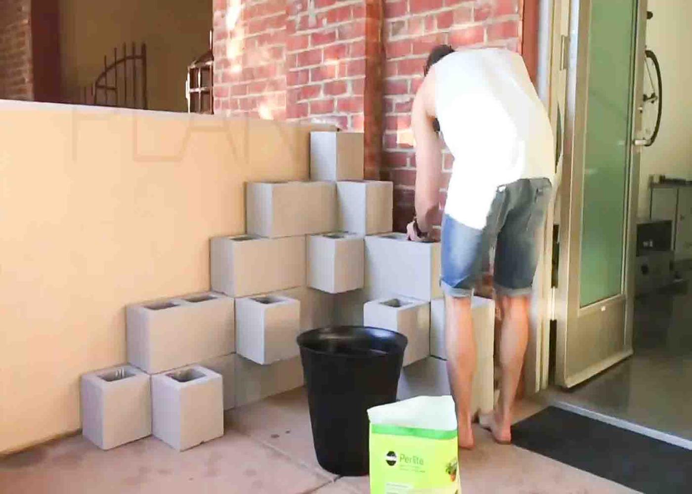 Arranging the cinder block planter