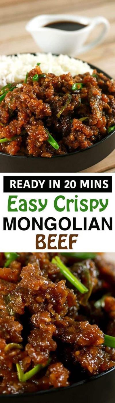 Crispy Mongolian beef glazed sticky and sweet for a takeout style dinner made at home for the whole family