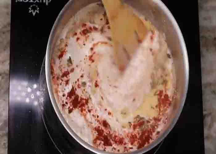 Making the cheese sauce for the scalloped potatoes