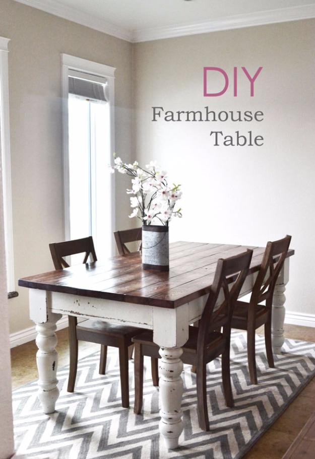 DIY Farmhouse Kitchen Table, quick enough to finish before nap time and warmth that a plain corner was missing