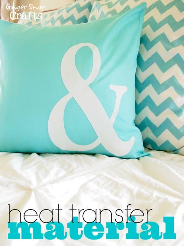 DIY Pillows and Creative Pillow Projects - DIY Pillow With Silhouette Heat Transfer Material - Decorative Cases and Covers, Throw Pillows, Cute and Easy Tutorials for Making Crafty