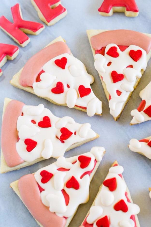 DIY Valentines Day Cookies - Heart Pizza Valentine Cookies - Easy Cookie Recipes and Recipe Ideas for Valentines Day - Cute DIY Decorated Cookies for Kids, Homemade Box Cookies and