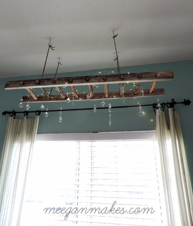 Rustic Ladder Chandelier, a charming reclaimed touch, and something worth showing off once it is done