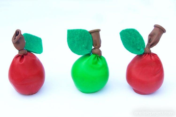 Fall apple decor with creative seasonal tutorial and easy classroom project, focused on the finished apple balloons