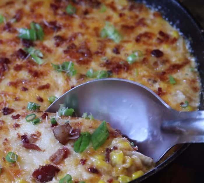 How To Make Skillet Cheesy Corn Gratin With Bacon