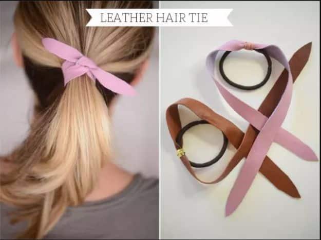Leather Hair Tie, a no sew fashion project, easy to fit into a free afternoon and an idea worth saving for later