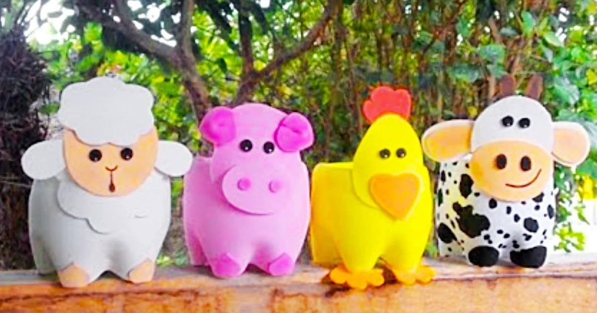 Plastic Bottle Farm Animal Planters
