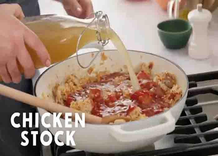 Cooking the chicken for the Mexican chicken and Rice Bake recipe