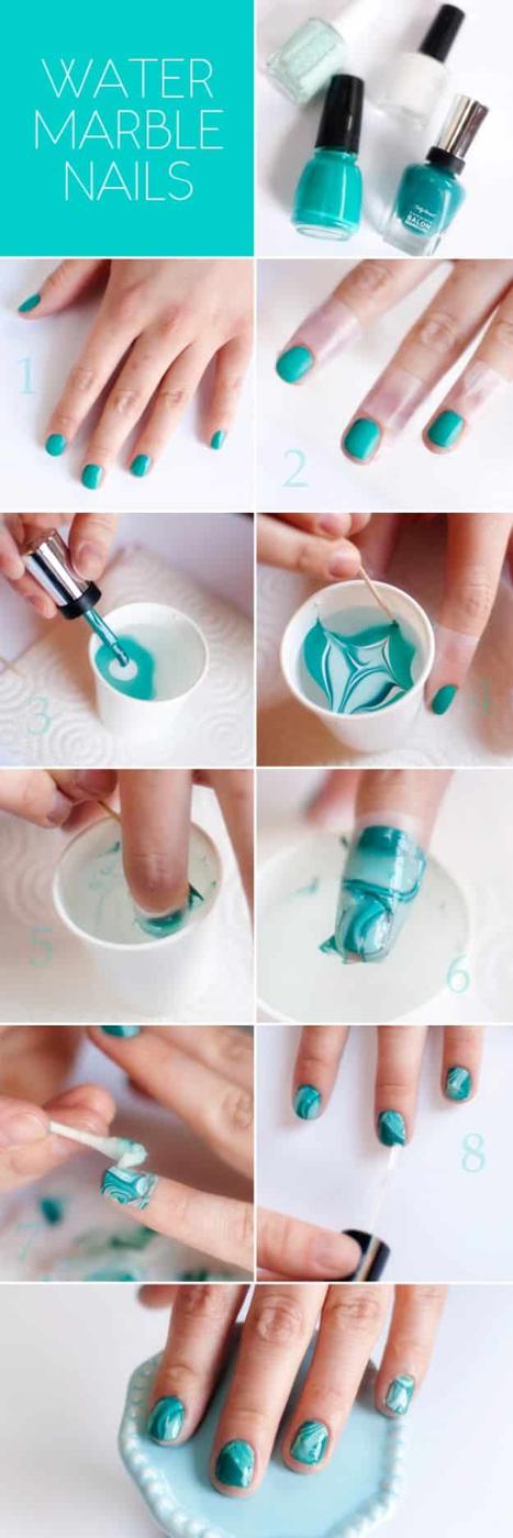 Water Marble Nails, a fun nail painting idea to try at home and a budget friendly way to change up your nails